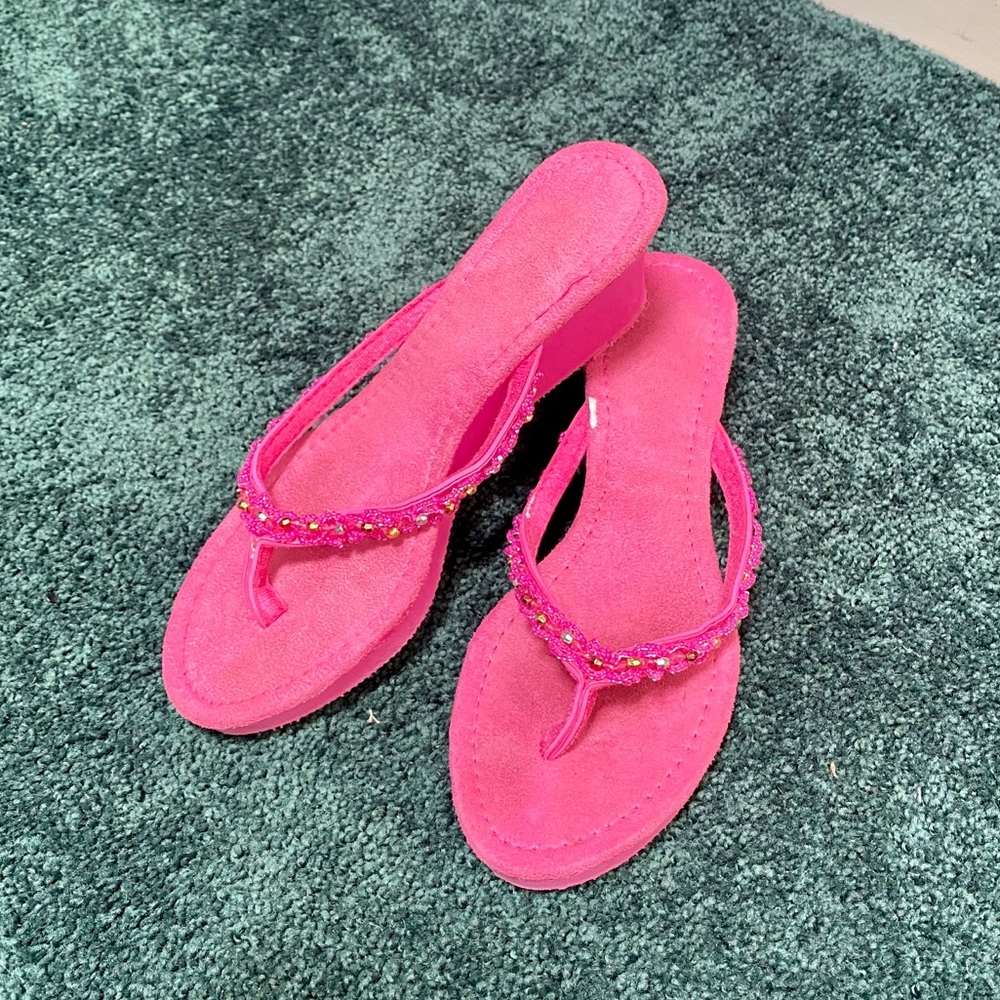 Pink Wedge Sandals ✨